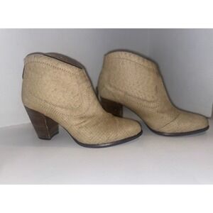 UGG Charlotte Tan Calf Hair Snake Print Emb. Zip Ankle  Women's 9 - Heel Peeling
